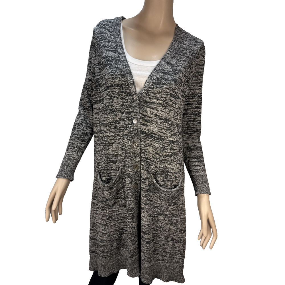 Eileen Fisher Twisted Silk Speckle Duster Long Cardigan Sweater Size M‎ Pockets
